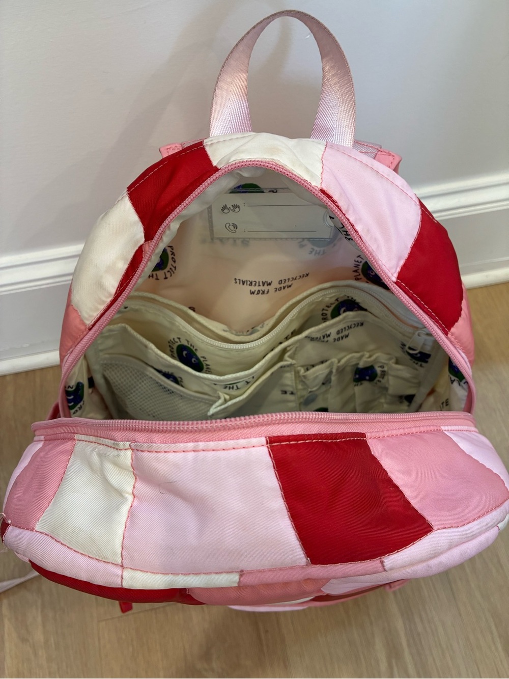 STATE Pink, Red & Cream Patchwork Nylon Backpack - Picture 7 of 8